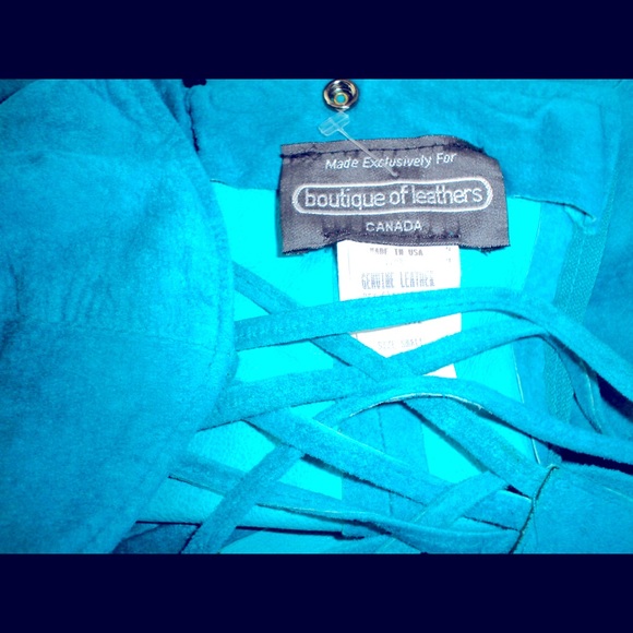 Vintage 1980s TEAL GREEN Suede Halter Mini Dress - Picture 6 of 13